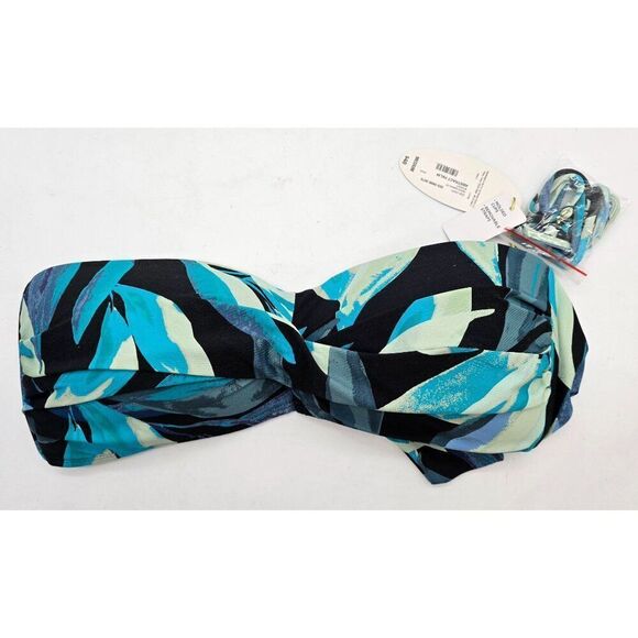 Mynah Womens Abstract Palm Bandeau Bikini Top Medium Molded Cups & Removable Str - Picture 1 of 6
